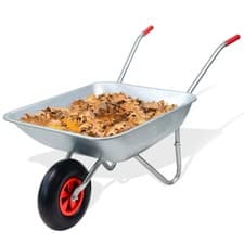 Image of 65L Metal Heavy Duty Galvanised Wheelbarrow 12" Pneumatic Inflatable Tyre Garden
