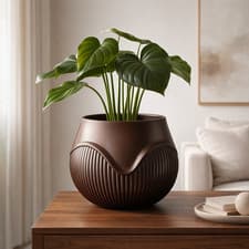 Image of Wavy Ribbed Planter Pot Modern Indoor Plant Pot Decorative Flower Pot 3 Sizes