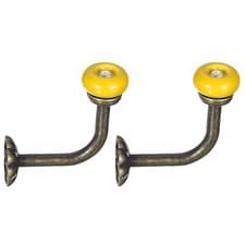 Image of Wall Hooks, 2Pcs - Zinc Alloy Single Prong Ceramic Handle Coat Hook (Yellow)