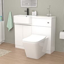 Image of Nes Home 1000mm Left Hand Freestanding White Basin Cabinet WC Unit Square Toilet