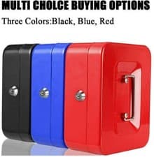 Image of Metal Cash Box Money Bank Deposit Steel Tin Security Safe Petty Key Lockable