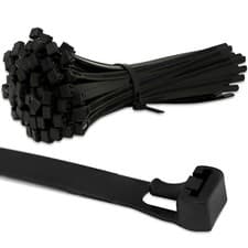 Image of RELEASABLE REUSABLE CABLE TIES BLACK NATURAL STRONG ZIP TIE WRAPS PLASTIC NYLON