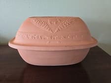 Image of Clay Pot Terra Cotta Roaster Roscan Braten Topf Dutch Oven Lid Bottom ~ NWOB
