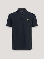 Image of BELSTAFF PHOENIX PATCH PIQUE COTTON POLO SHIRT IN DARK INK NAVY M RRP £95 BNWT