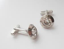 Image of BNWOB Silver Plated & Clear Crystal Cufflinks by Ted Baker 100% Genuine!