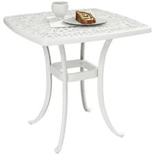 Image of Outsunny 54 x 54cm Aluminium Outdoor Garden Side Table w/ Umbrella Hole, White