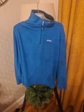 Image of unisex blue Regatta Micro Fleece Pullover Top Half Zip Lightweight, Size Large