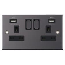 Image of 2 Gang 13 Amp Socket with 2 x USB Ports SP – Switched 2 aperture 2 gang plate