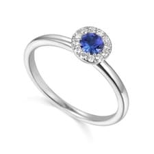 Image of Ladies 18ct White Gold Diamond & Tanzanite Cluster Ring - 0.10ct