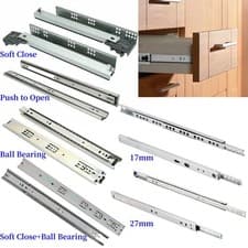Image of Drawer Runners Ball Bearing Kitchen Rails Slides Rail Replacement 17mm/27mm/45mm