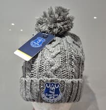 Image of Everton Official ETC Sherpa Fleece Lined Woolen Bobble Hat - Grey