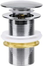 Image of Chrome Unslotted/Slotted Click Clack Basin Sink Tap Waste Button Push Pop Up UK