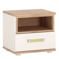 Image of 4KIDS Bedside Cabinet White Gloss Oak Nightstand 1 Drawer Lemon Handle Kids