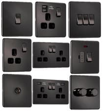 Image of EXCLUSIVE PROMOTION - Screwless Flat plate Light Switches & Sockets Black Nickel