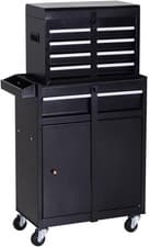 Image of DURHAND Tool Chest 2 in 1 Metal Tool Cabinet Storage Box with 5 Drawers Pegboard
