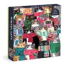 Image of Galison 9780735373693 Wintry Cats Jigsaw Puzzle Multicoloured 500 Pieces | 2022