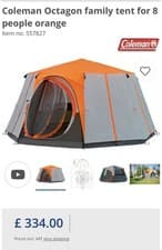 Image of Coleman 2000019550 Cortes Octagon 8 Person Tent - Orange