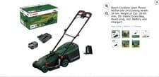 Image of Bosch Cordless Lawn Mower ROTAK18V-34 (Cutting W: 34 cm, H of Cut: 25-65 mm)
