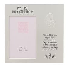 Image of Communion Photo Frame 4'x6' with Embossed Praying Girl and Blessing