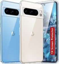 Image of For Google Pixel 8 Pro Case Clear Silicone Shockproof Phone Cover + Screen Guard