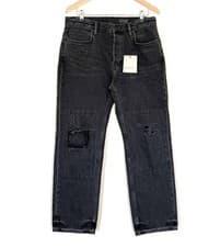 Image of Brand New Allsaints Mens Reid Repair Jeans 32W 30L Regular Fit Straight Biker