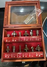 Image of 12pc 1/4" Professional Shank TCT Tipped Router Bit Set With Wooden Case F3700A