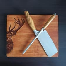 Image of Stag Chopping board, Laser Engraved, Rustic Chopping Board -  24cm x 30cm