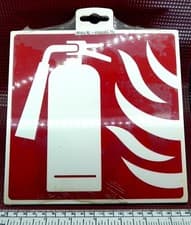 Image of Fire Extinguisher Sign 200 mm Square Rigid Plastic Suspended Type
