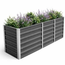 Image of Large Raised Garden Bed 240cm Galvanised Steel Planter Outdoor Grey Box