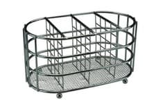 Image of Chrome Cutlery Caddy Oval Tray Kitchen Utensil Holder Drainer Rack
