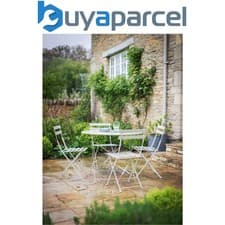 Image of Garden Trading Rive Droite Outdoor Patio 4 Seater Bistro Table Chairs Clay Steel