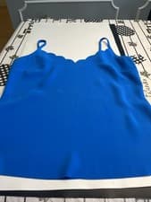 Image of Ted Baker Siina Blue Scallop Neckline Cami Top Adj Spaghetti Straps US Sz 8