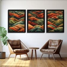 Image of Abstract Landscape Wall Art Prints Panoramic Hills Set Of 3 Prints Harmony Art
