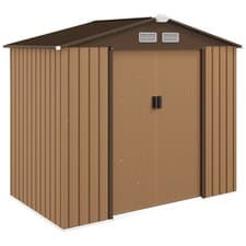 Image of Outsunny 7 x 4ft Garden Shed Storage w/ Foundation Kit, Vents, Light Brown