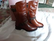 Image of New Moda In Pelle Elsee Tan Leather Boots Size 5