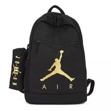 Image of NIKE AIR JORDAN Backpack Travel Rucksack Sports Black Adjustable Shoulder Straps