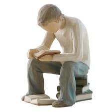 Image of Willow Tree 26197 QUEST Figurine boy with books NEW in Box