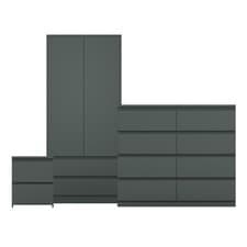 Image of Modern 3 Piece Bedroom Furniture Set Chest of Drawers 2 Door Wardrobe