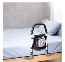 Image of Bed Assist Rail, High-Carbon Steel Bedside Handrail with Storage Pocket