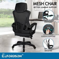 Image of ELFORDSON Mesh Office Chair High Back Executive Recliner Footrest Swivel Gaming