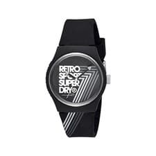 Image of Superdry Branded Watch With Black Silicone Strap And Printed Dial