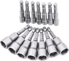 Image of 14 Pcs Magnetic Hexagon Socket, 6-19mm Hex Shank Magnetic Nut Setter Driver, He