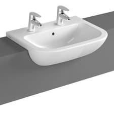 Image of Vitra S20 Semi Recessed Basin 550mm Wide 2 Tap Hole