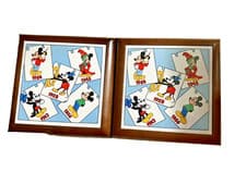 Image of Chef Mickey Mouse 1928-1988 2 Ceramic Trivets Framed in Wood NEW in Box