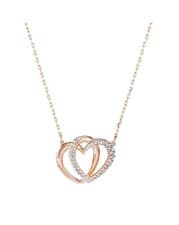 Image of Swarovski Rose Gold Tone Crystal Double Heart Necklace Genuine BNIB 5194826