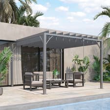 Image of Grey Aluminium Louvered Pergola 2.9m x 2.95m | Retractable Canopy Outdoor Gazebo
