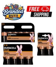 Image of DURACELL PLUS SIZE C 100% LIFE GUARANTEE ALKALINE BATTERIES LR14 MN1400 LONG EXP
