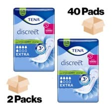 Image of 40 TENA LADY EXTRA DISCREET Incontinence Absorbent Pads for Women 2 x 20 Pack