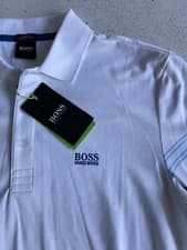 Image of HUGO BOSS GLACIER WHITE POLO SHIRT 19”PTP SIZE S BNWT BRAND NEW WITH TAGS