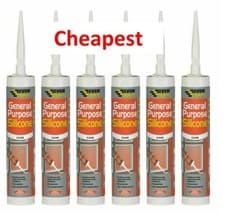 Image of 6x Everbuild General Purpose Silicone Sealant 280ml White Clear Black Brown Grey